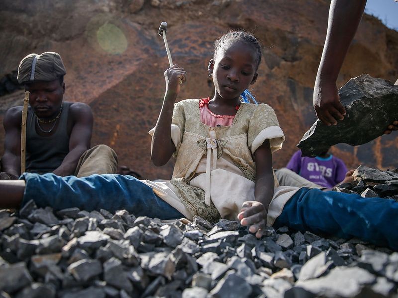 Irene Wanzila, 10, works breaking rocks with a hammer at the Kayole quarry in Nairobi, Kenya, along with her younger brother, older sister and mother, who says she was left without a choice after she lost her cleaning job at a private school when coronavirus pandemic restrictions were imposed. Image Credit: AP